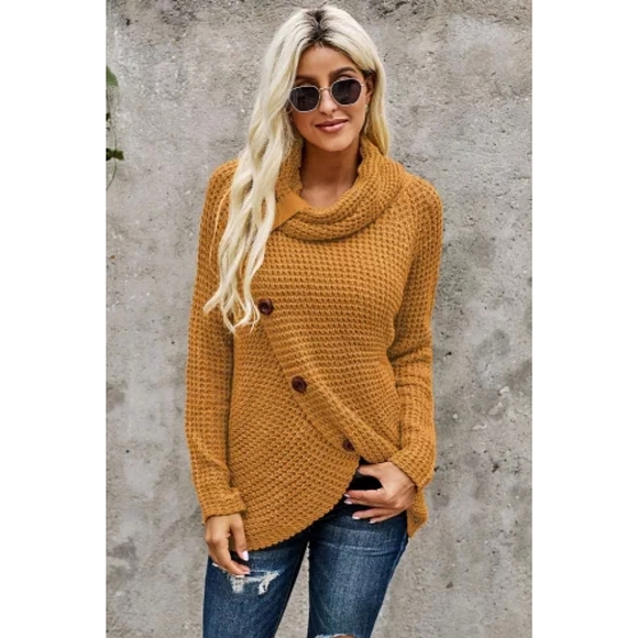 LAST ONE! Soft And Cozy DAISY Button Wrap Sweater - Picture 2 of 6